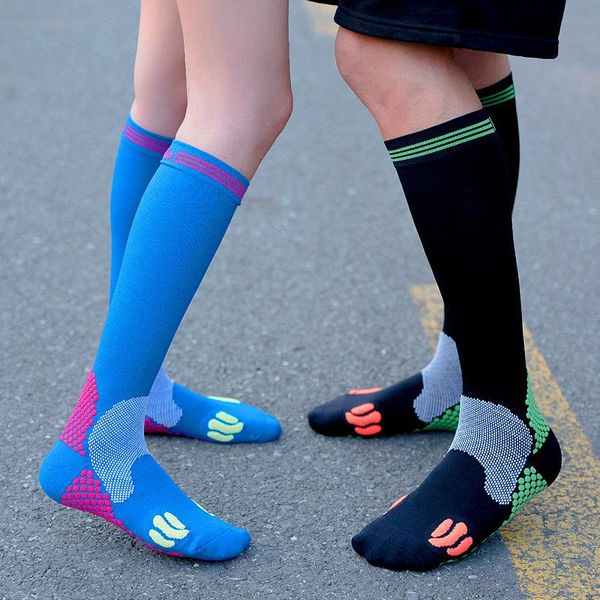 

men women long tube marathon riding socks cross country compression sports running football skd019, Black