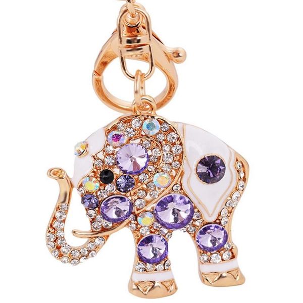 

keychains fashion keychain keyring blingbling rhinestone elephant key chain ring, Silver