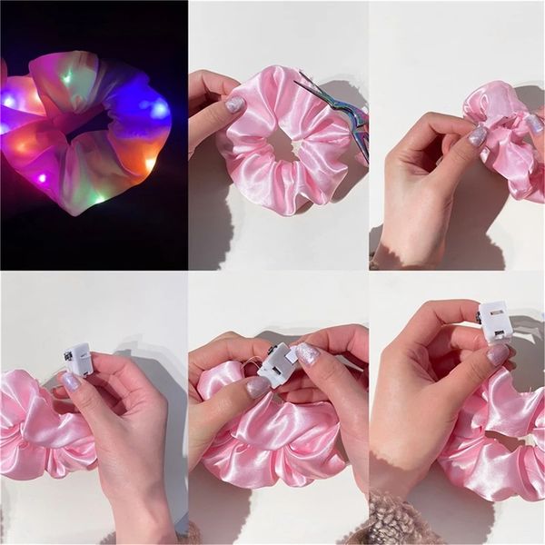 

8pcs newsoft chiffon women scrunchie elastic hair bands christmas stretchy ties ponytail purple solid color accessories, Slivery;white