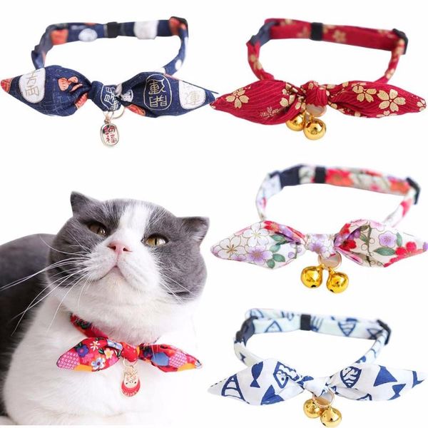 

cat collars & leads bowtie collar breakaway with bell unique ears safety kitten chinese lucky pendant light weight soft durable