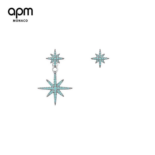 

stud star earrings 925 sterling silver micro inlaid zircon fashion exquisite women's super flash party style jewelry, Golden;silver