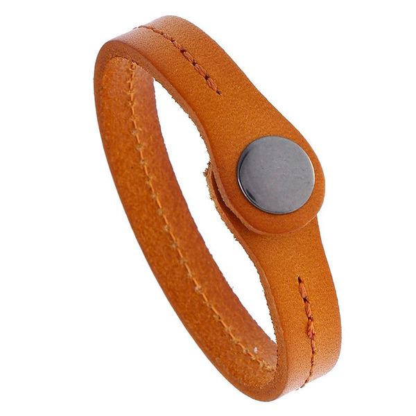 

bangle jessingshow genuine leather bracelet men brown wide cuff simple bracelets & wristband vintage punk male jewelry gift, Black