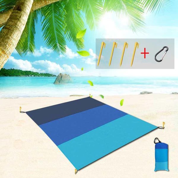 

camping mat 200x210cm waterproof beach blanket outdoor portable picnic ground mattress canopy with nail carabiner pads
