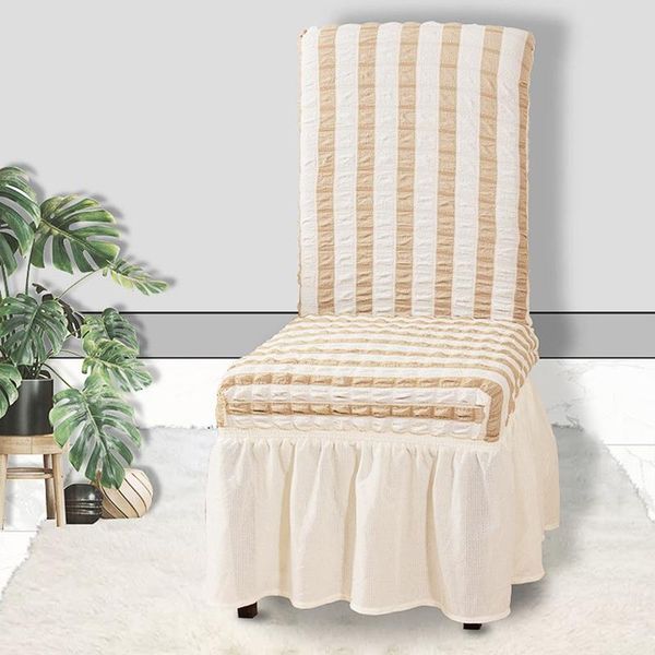 

elastic striped seersucker skirt chair covers for home el wedding banquet party stretch case slipcovers protector