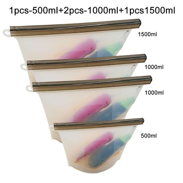 

food savers & storage containers 500ml/1000ml/1500ml reusable silicone bag cooking fresh for sandwich water snack fruit er airtight sea