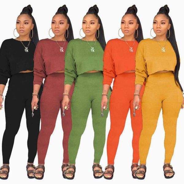 

fall clothing black green women tracksuits yellow orange 2 peice set matching sets winter two piece pants outfits, Gray