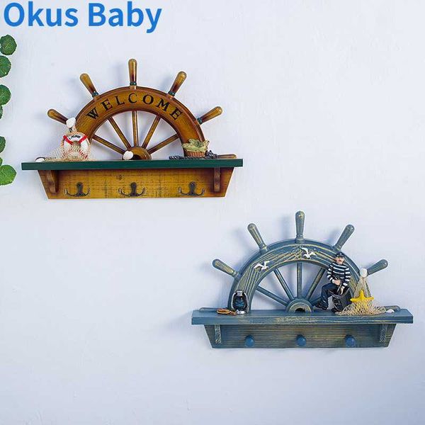 

decorative objects & figurines 2021 mediterranean style wooden hook nautical rudder home decoration accessories furnishing background bar ha