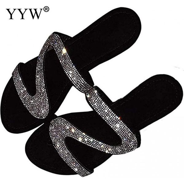

slippers women summer bling sandals female flip flops flats transparent soft jelly shoes outdoor beach ladies slides plus size, Black