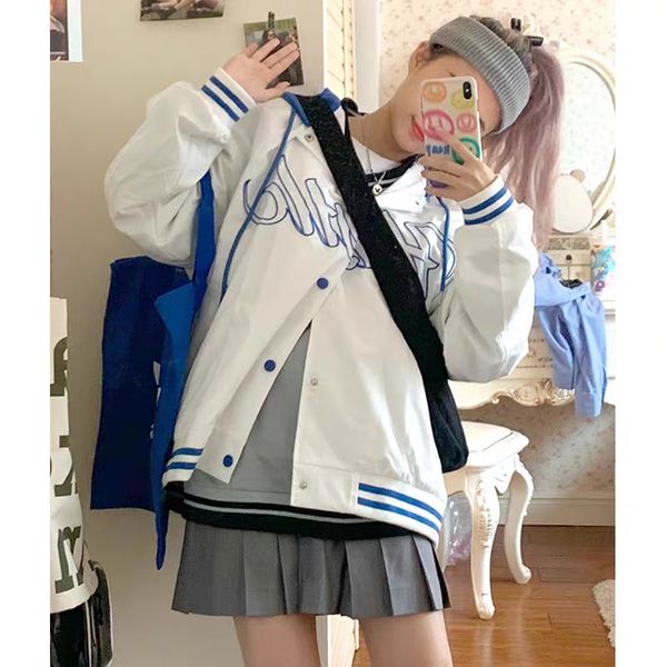 

biggorange baseball jacket 2021 spring and autumn retro loose jacket student korean coats women embroidery harajuku hoodie, Black;brown