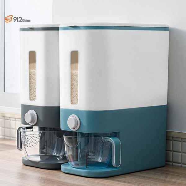 

storage bottles & jars automatic plastic cereal dispenser box measuring cup kitchen tank rice container organizer grain
