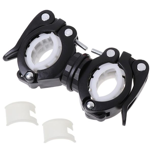 

bycicle rotating light double holder front lamp pump handlebar bike lights