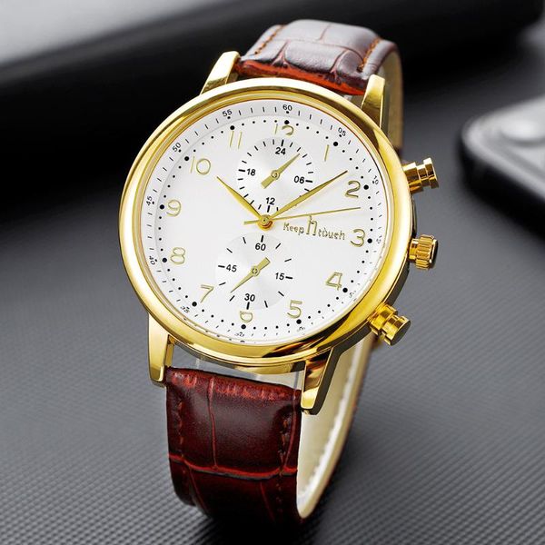 

wristwatches the personality fashion leisure business quartz watches men, Slivery;brown