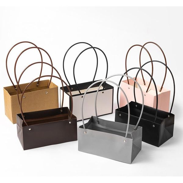 

gift wrap portable flower packing box waterproof paper handy bag kraft handbag wedding rose party candy cake wrapping boxes