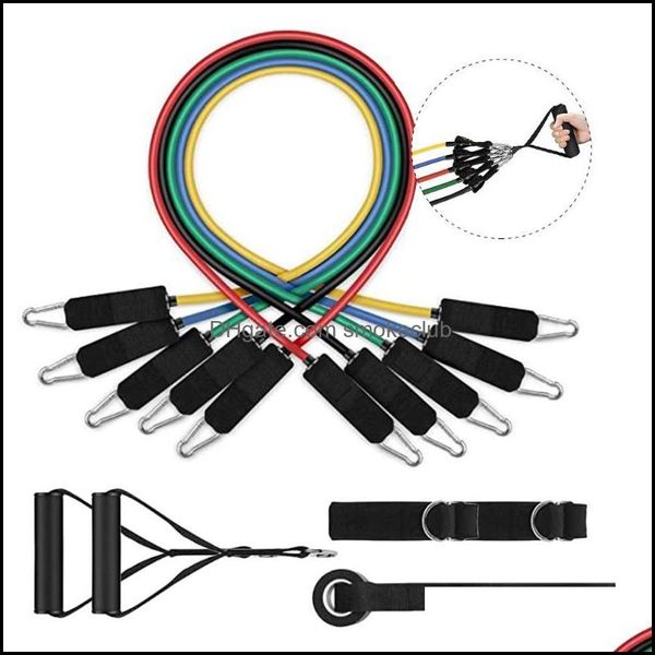 

bands equipments supplies sports & outdoors 11pcs/set fitness resistance tube band yoga gym stretch pl rope exercise training expander door