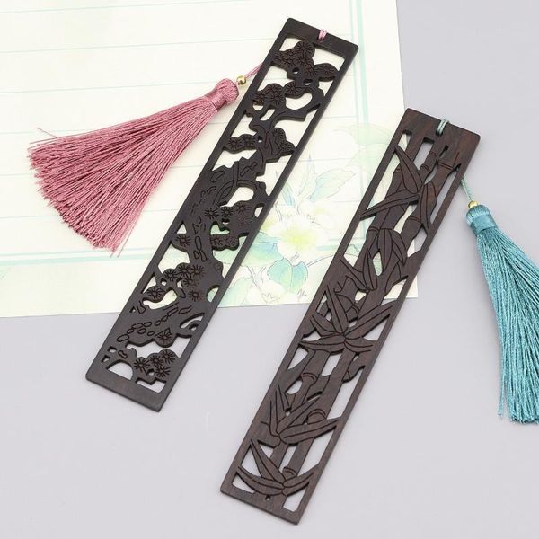 

bookmark 1pcs classical wood chinese style art literary gift box set retro tassel