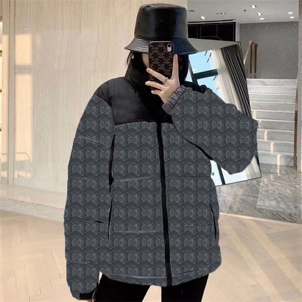

luxury velcro cuff down coat parkas double letter printed stand collar parkas jacket with tags, Black