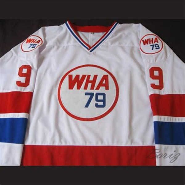 1979 WHA All Star #9 Gordie Howe HOCKEY JERSEY Ricamo da uomo cucito Personalizza qualsiasi numero e nome maglie