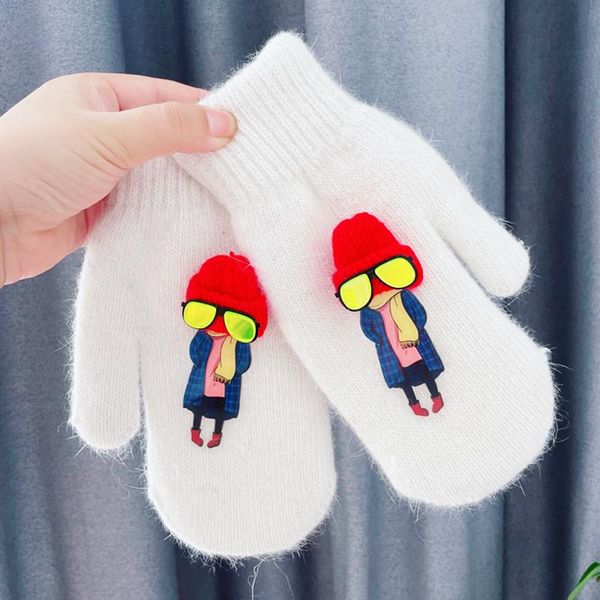 

five fingers gloves cute women' winter cashmere knitted glove autumn warmer thicken lining full fingered all match mittens girls gift, Blue;gray