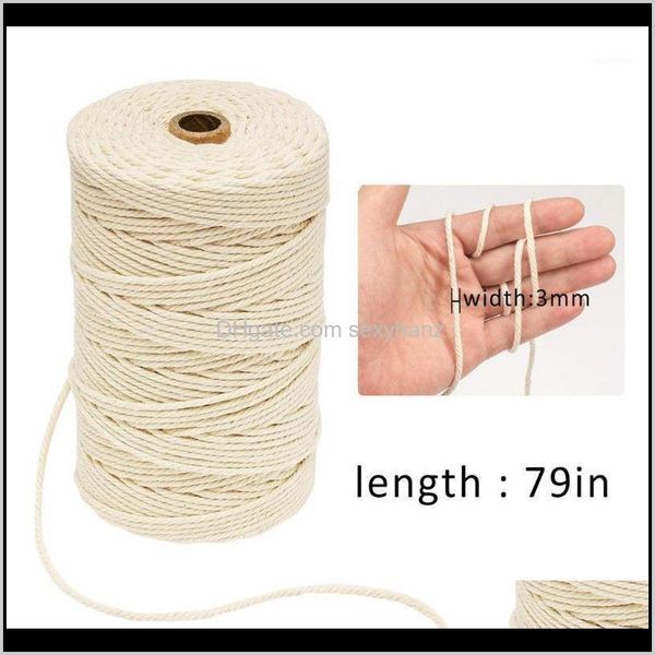 

yarn clothing fabric apparel drop delivery 2021 m x 200m rame cotton for wall hanging dream catcher lanyard ficelles couleurs thread cord di, Black;white