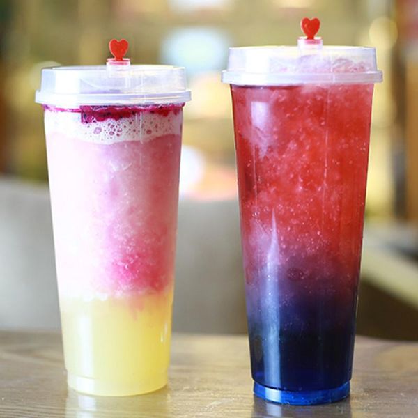 

disposable cups & straws 50pcs transparent tea cup party wedding birthday favor juice cold drink coffee takeaway packaging with lid
