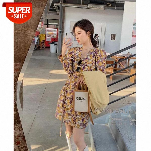 

french retro v-neck floral dress with waist and thin, long skirt, female tide, can be issued on behalf of #lu0u, White;black