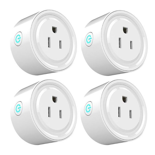 

smart power plugs 1 pcs/4 pcs mini us wifi plug with surge protector 110-240v voice control socket work alexa google home tuya app