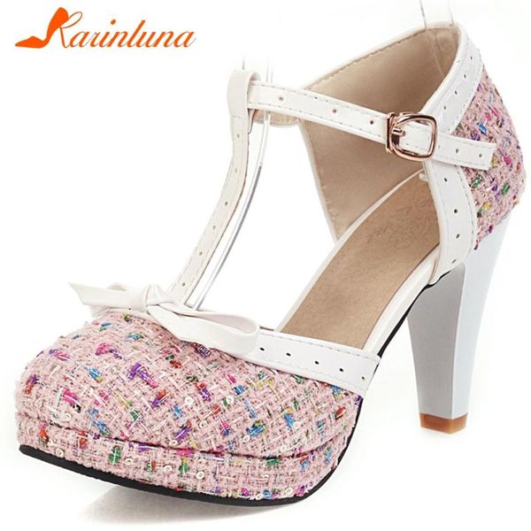 

dress shoes karin arrivals plus size 32-48 spike high heels mix color party pumps woman buckle strap women, Black
