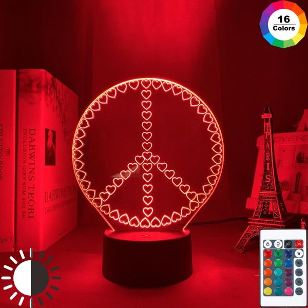 

night lights acrylic lamp peace symbols for home decoration nightlight led touch sensor color changing light heart table