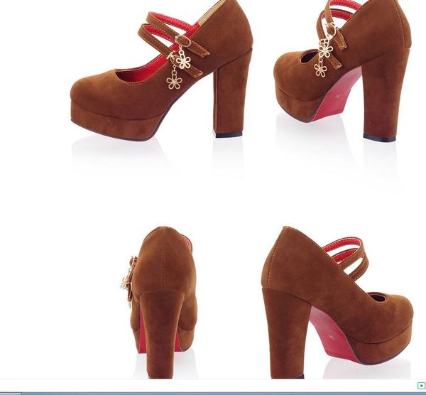 

women shoes in spring and autumn coarse heeled heel round head@846, Black