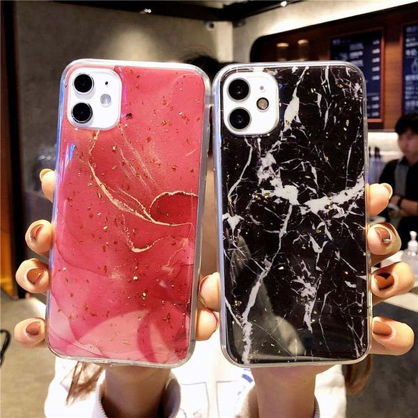 

cell phone pouches marble stone case for 11 12 pro max gold foil glitter bling soft tpu back cover 7 8 plus x xr xs