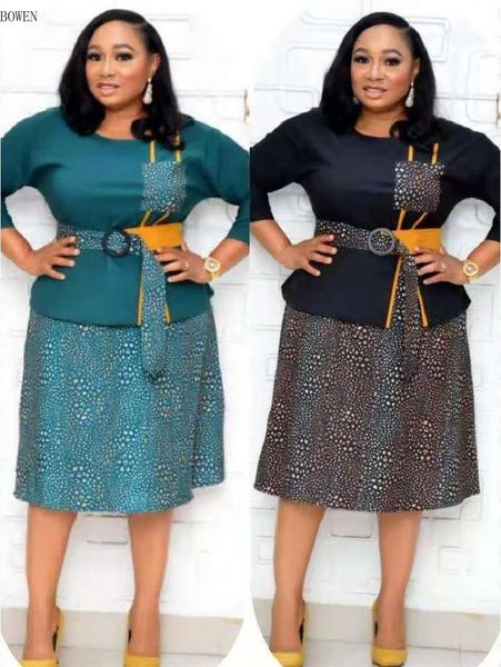 

2xl-6xl plus size women's clothing pencil dresses 2021 casual slim patchwork color midi elegant office lady dress ethnic, Red