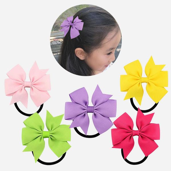 

hair accessories popacc candy colour girl bow-knot grosgrain ribbon ring female rubber band elastic bands bows girl's headware, Slivery;white