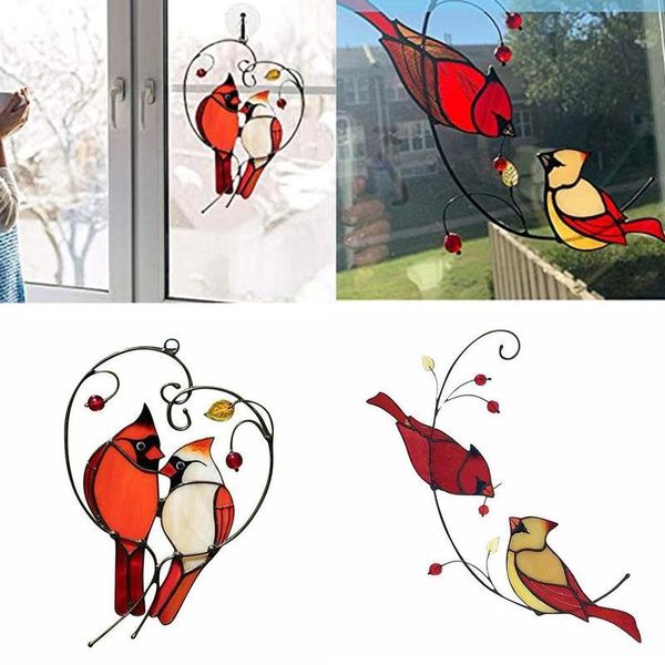 

birds on wire acrylic suncatcher window panel multicolor home wall hanging decor decoration other