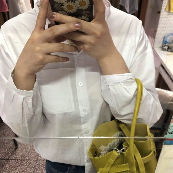 

men's casual shirts 20 spring korean fashion brand tb family college style small stand collar dislocation button front short back long, White;black