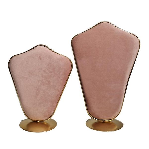 

jewelry pouches, bags 2 pcs ab two sides a side pink b blue necklace set display stand cotton wool store display-small & large, Pink;blue