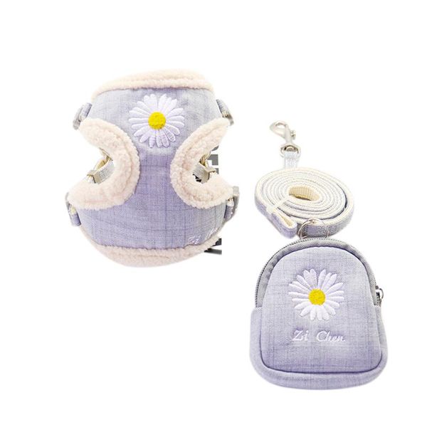 

-soft pet dog harnesses vest no pull adjustable keep warm embroidery cat harness leash for dogs outdoor walking collars & leashes
