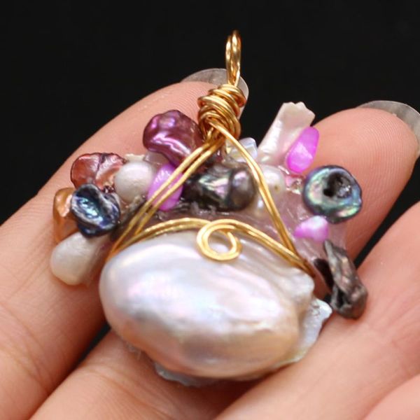 

charms natural semi-precious stone pendant irregular crystal bud 35x45mm for jewelry making necklaces accessories gift, Bronze;silver