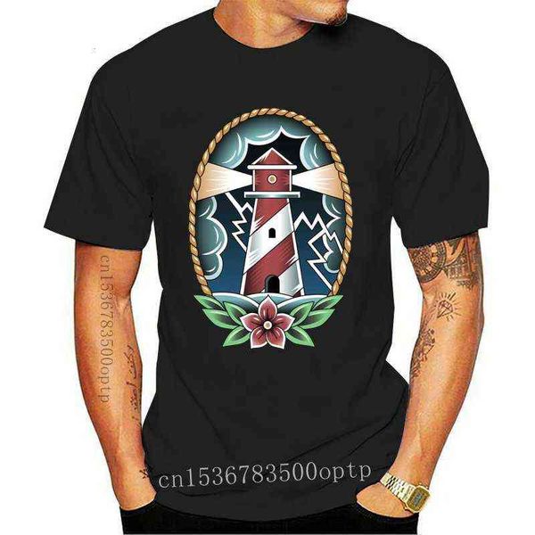 Новый маяк футболки маяка розы татуировки моряк парусник Skipper никогда не тонет Leuchtturm G1217