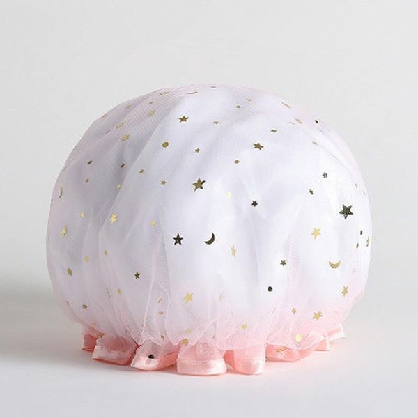 

thick 1pcs waterproof bath hat double layer shower hair cover women supplies caps bathroom accessories