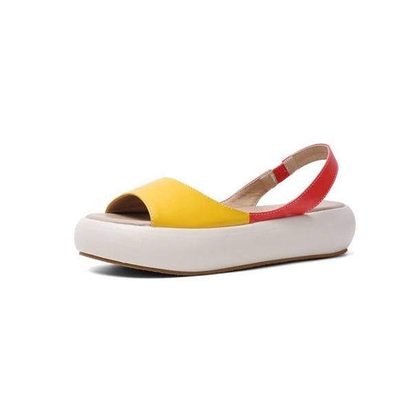 

women sandals casual slip on summer thick bottom multicolor platform wedges med heel peep toe roman shoes big size 35-43 1681, Black