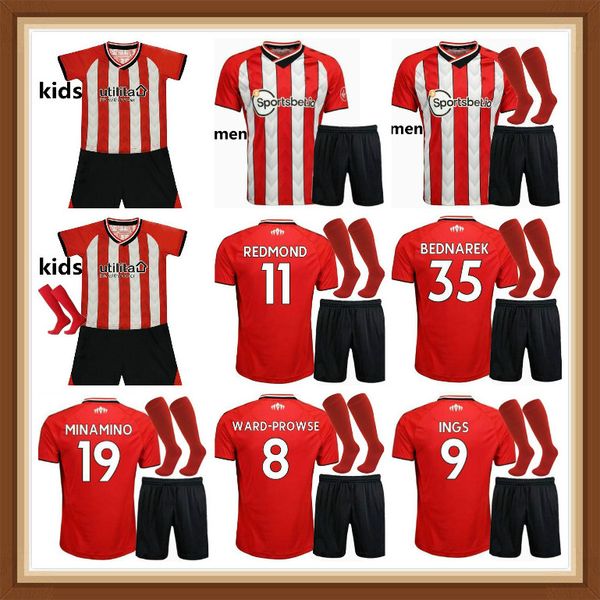 

21 22 ings redmond armstrong men kids kit soccer jerseys ward-prowse adams vestergaard stephens romeu home child football shirt short, Black;yellow