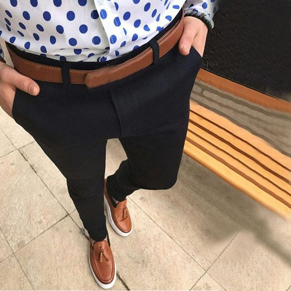 

womail mens business long trouser casual pants pocket men solid clothing suit slim streetwear ropa de hombre men's, Black