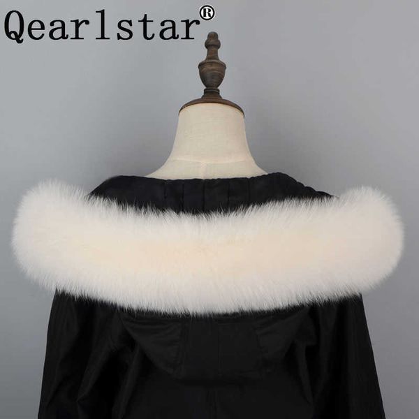 

qearlsart 100% real fox fur scarf for women 75cm natural fox fur scarves men winter jackets sweater beige fur collar decor z333 h0923, Silver