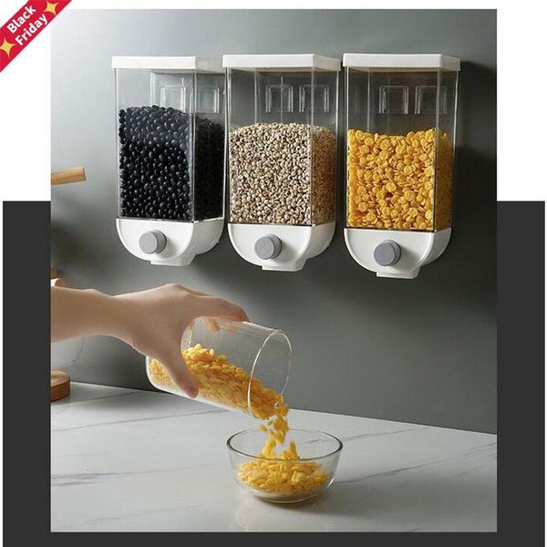 

wall mounted press cereals dispenser grain storage box dry container organizer kitchen accessories tools 1000/1500ml bottles & jars