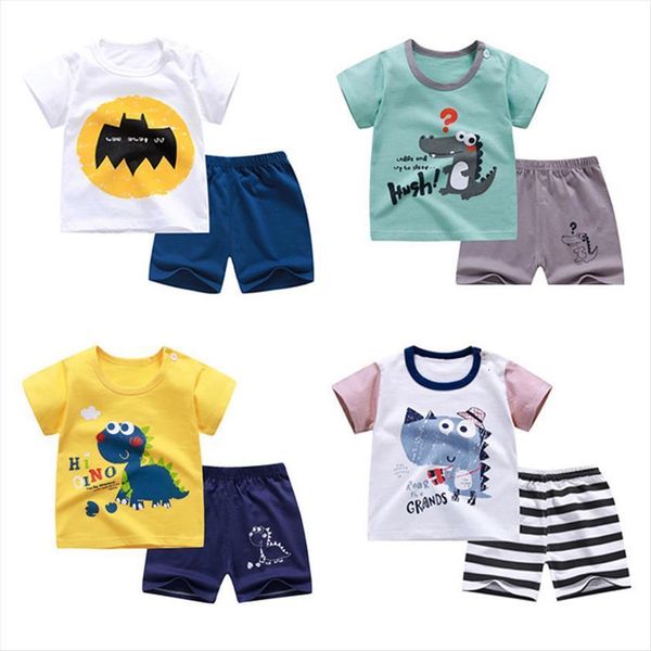 

cotton summer baby children soft shorts suit t shirt sodder boy girl kids dinosaur cartoon infant clothes stuff for 0, White