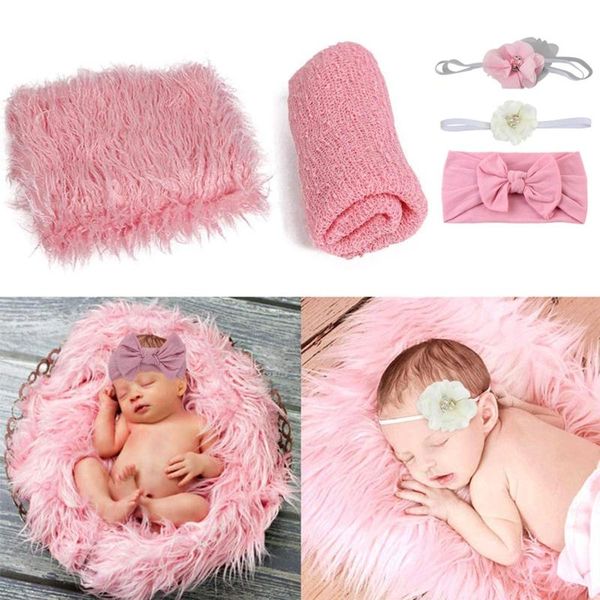 

blankets & swaddling born po shooting pography props baby swaddle wrap+blanket+headband set 40jc