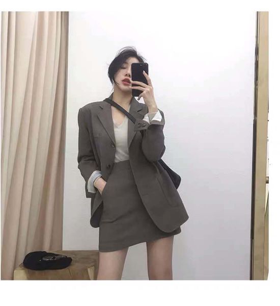

dress western style short professional temperament net small red suit korean skirt two female tender pieces fall, Black;gray