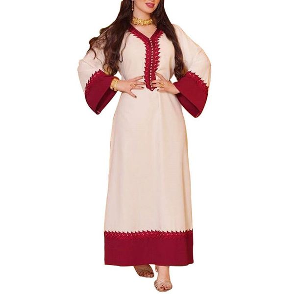 

muslim dress women middle east ramadan women's robe abaya dubai saudi arabia fashion turkey long dresses ethnic clothing, Red