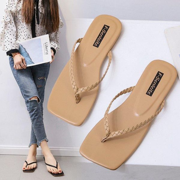 

women slippers shoes flat for summer flip flops arrival 2021 sandals woman, Black