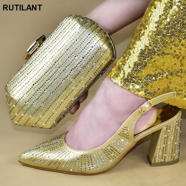 

dress shoes matching italian shoe and bag set decorated with appliques 2021 pumps women high heeled for, Black